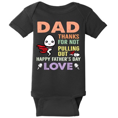 Thanks For Not Pulling Out Funny Happy Fathers Day Baby Bodysuit