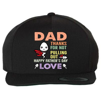 Thanks For Not Pulling Out Funny Happy Fathers Day Wool Snapback Cap