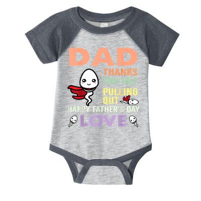 Thanks For Not Pulling Out Funny Happy Fathers Day Infant Baby Jersey Bodysuit