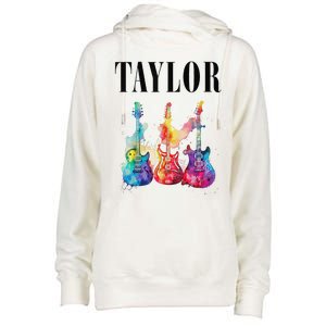 Taylor First Name Personalized Groovy 80s 90s Womens Funnel Neck Pullover Hood