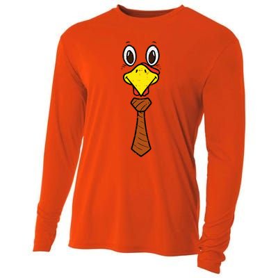 Turkey Face Necktie Cute Happy Thanksgiving Cooling Performance Long Sleeve Crew