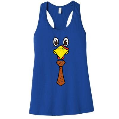 Turkey Face Necktie Cute Happy Thanksgiving Women's Racerback Tank