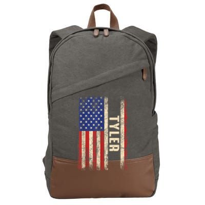 Tyler First Name Gift Tyler Name American Flag Meaningful Gift Cotton Canvas Backpack