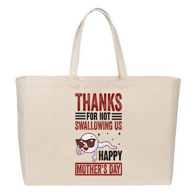 Thanks For Not Swallowing Us Happy MotherS Day Mom Cotton Canvas Jumbo Tote