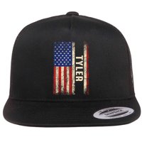 Tyler First Name Gift Tyler Name American Flag Gift Flat Bill Trucker Hat