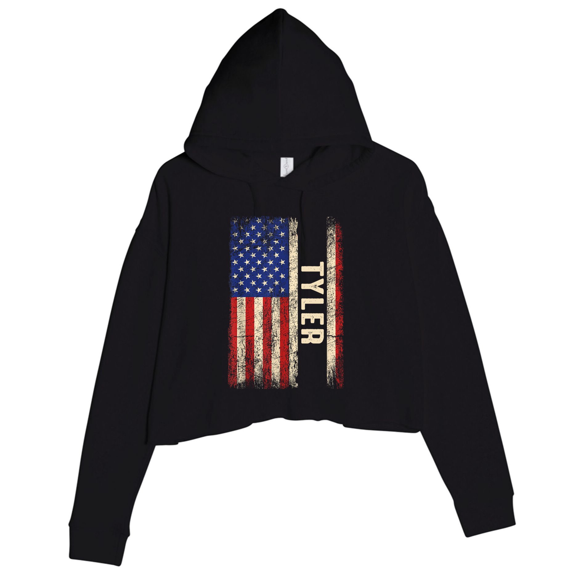Tyler First Name Gift Tyler Name American Flag Gift Crop Fleece Hoodie
