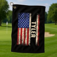 Tyler First Name Gift Tyler Name American Flag Gift Golf Towel