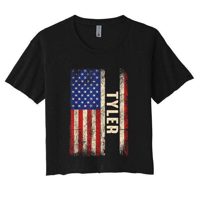 Tyler First Name Gift Tyler Name American Flag Gift Crop Top