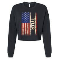 Tyler First Name Gift Tyler Name American Flag Gift Cropped Pullover Crew