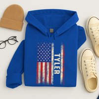 Tyler First Name Gift Tyler Name American Flag Gift Hoodie