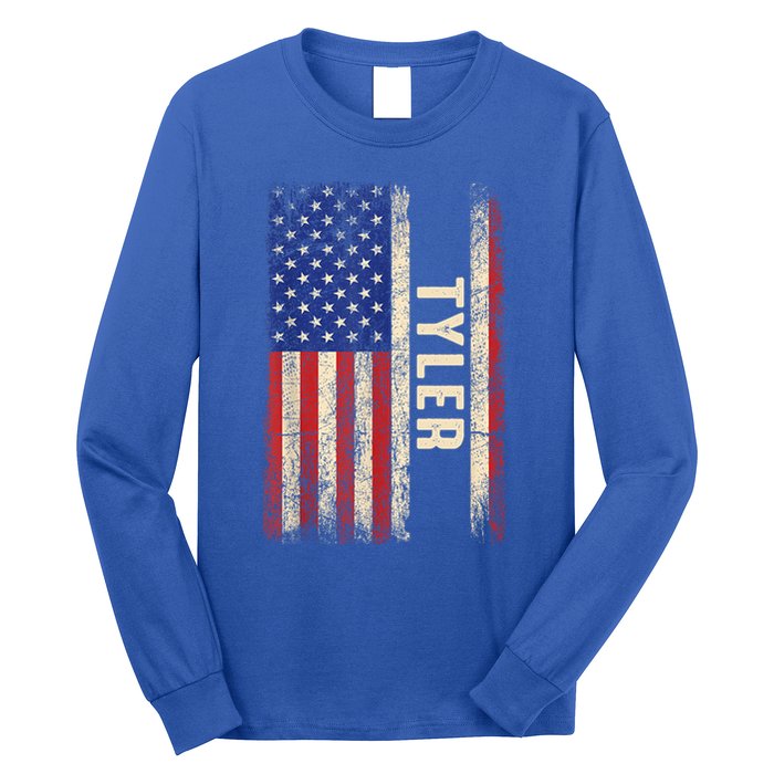 Tyler First Name Gift Tyler Name American Flag Gift Long Sleeve Shirt
