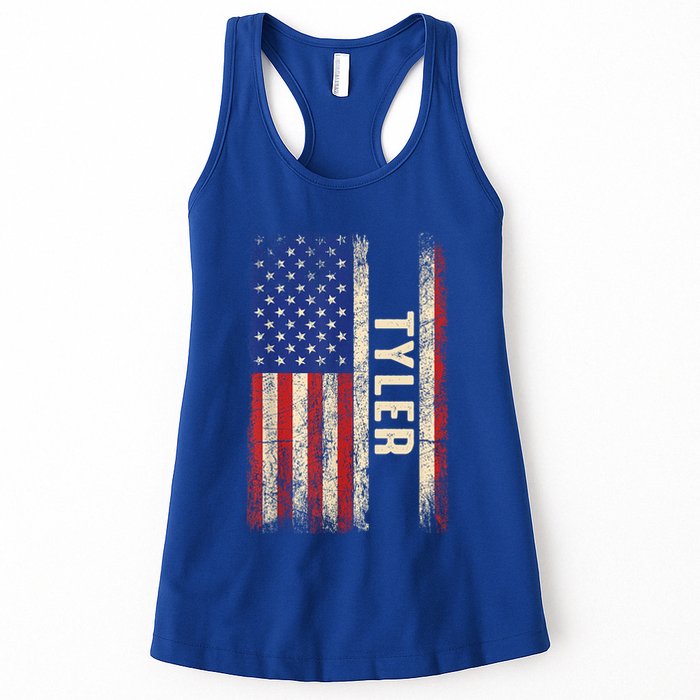 Tyler First Name Gift Tyler Name American Flag Gift Womens Tank Top
