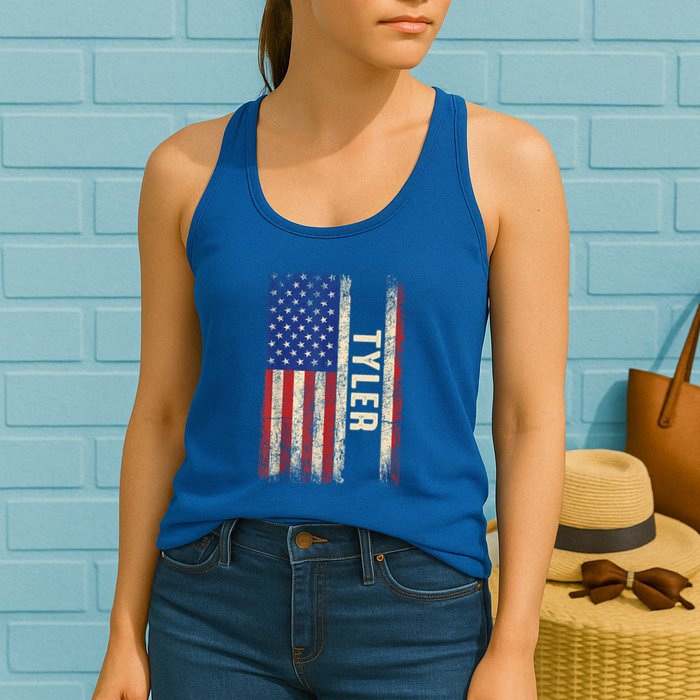 Tyler First Name Gift Tyler Name American Flag Gift Womens Tank Top