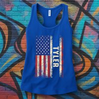 Tyler First Name Gift Tyler Name American Flag Gift Womens Tank Top