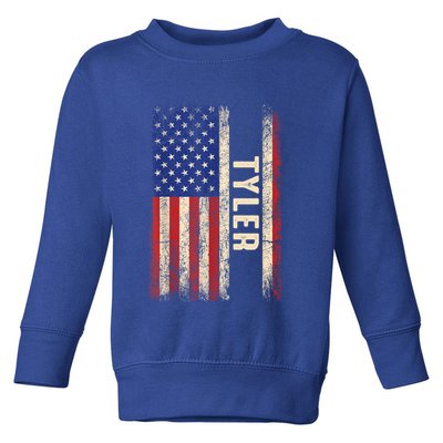 Tyler First Name Gift Tyler Name American Flag Gift Toddler Sweatshirt