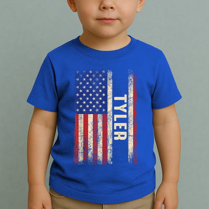 Tyler First Name Gift Tyler Name American Flag Gift Toddler T-Shirt