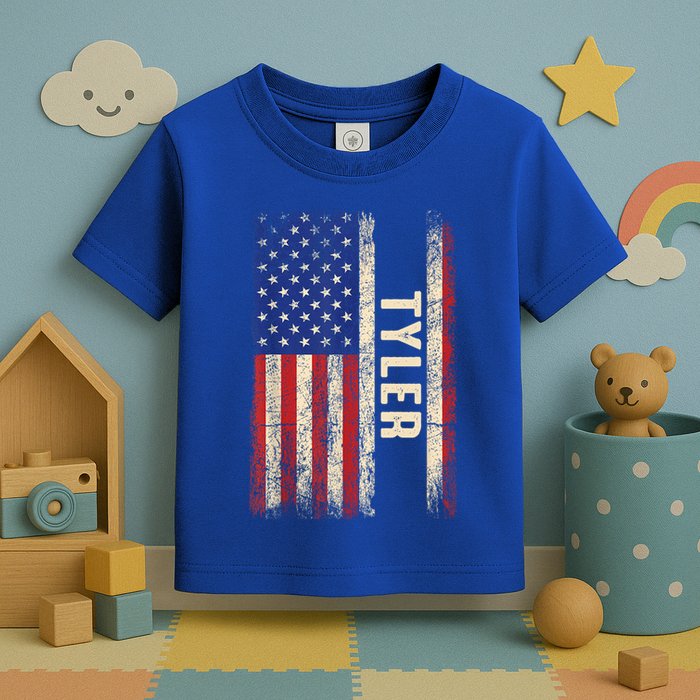 Tyler First Name Gift Tyler Name American Flag Gift Toddler T-Shirt