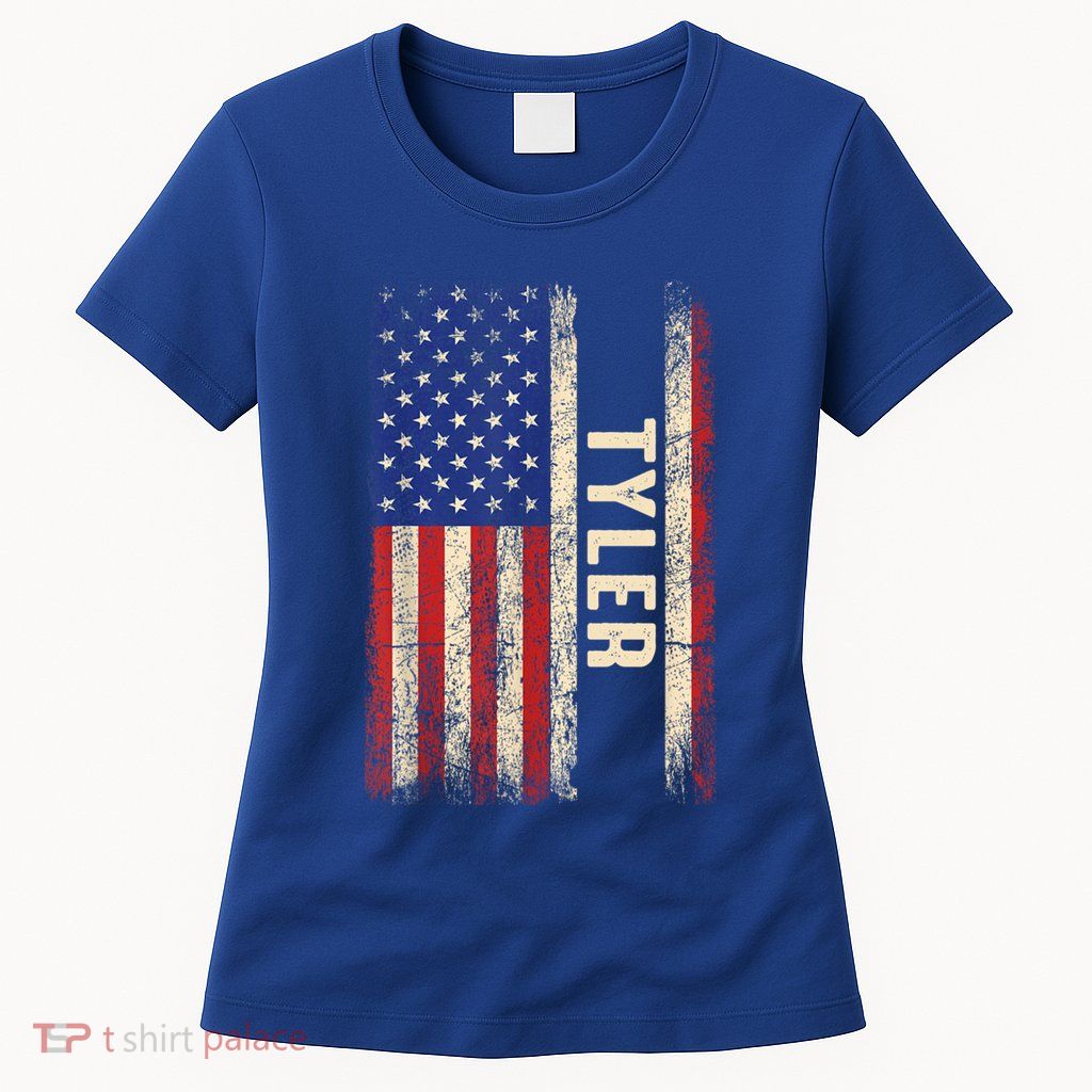 Tyler First Name Gift Tyler Name American Flag Gift Womens T-Shirt