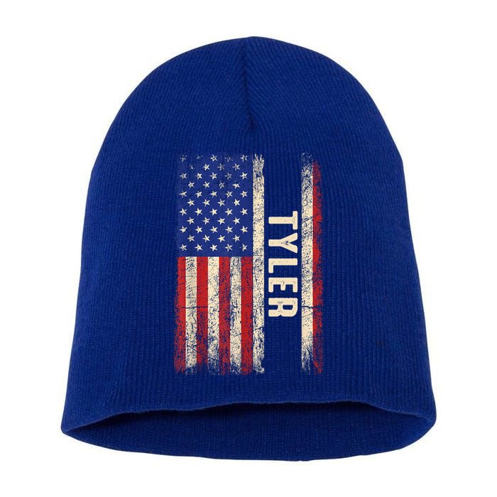 Tyler First Name Gift Tyler Name American Flag Gift Short Acrylic Beanie