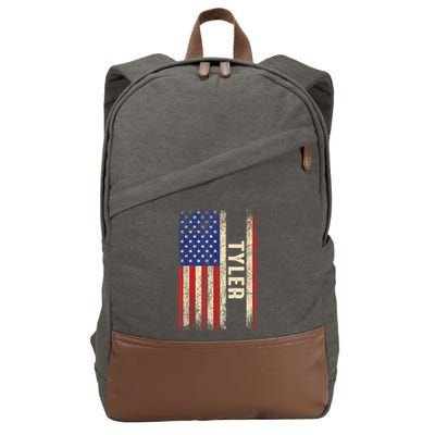 Tyler First Name Gift Tyler Name American Flag Gift Cotton Canvas Backpack
