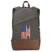 Tyler First Name Gift Tyler Name American Flag Gift Cotton Canvas Backpack