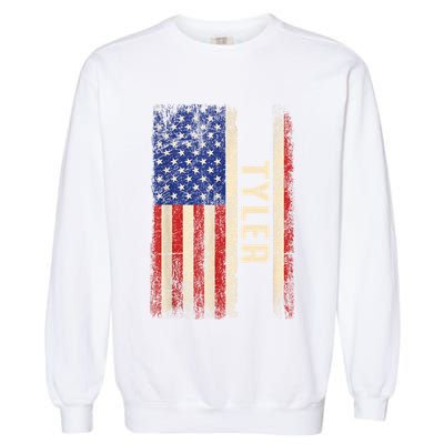 Tyler First Name Gift Tyler Name American Flag Gift Garment-Dyed Sweatshirt
