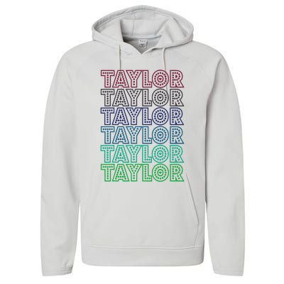 Taylor First Name I Love Taylor Performance Fleece Hoodie