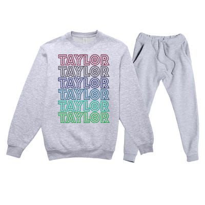 Taylor First Name I Love Taylor Premium Crewneck Sweatsuit Set