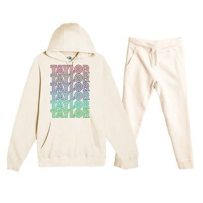 Taylor First Name I Love Taylor Premium Hooded Sweatsuit Set