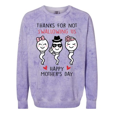 Thanks For Not Swallowing Us Happy Mother's Day Funny Colorblast Crewneck Sweatshirt