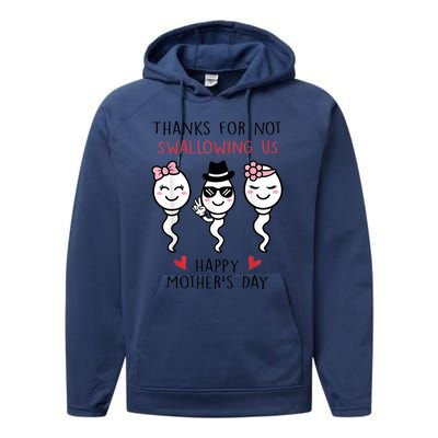 Thanks For Not Swallowing Us Happy Mother's Day Funny Performance Fleece Hoodie