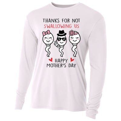 Thanks For Not Swallowing Us Happy Mother's Day Funny Cooling Performance Long Sleeve Crew