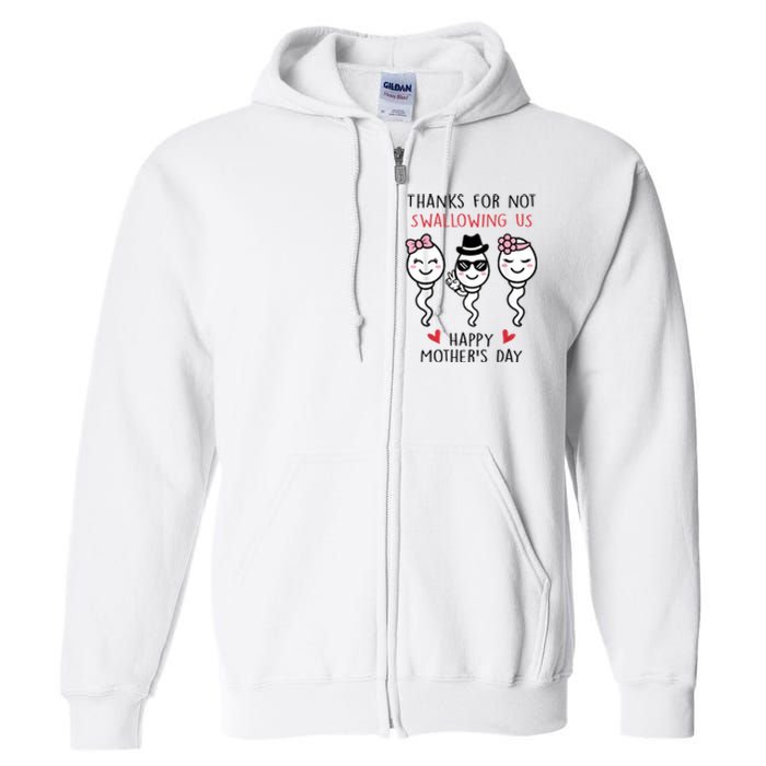 Thanks For Not Swallowing Us Happy Mother's Day Funny Full Zip Hoodie