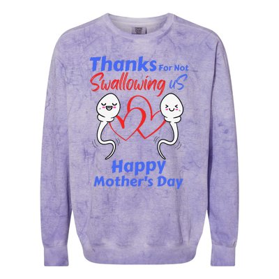 Thanks For Not Swallowing Us Happy Mothers Day Fathers Day Cute Colorblast Crewneck Sweatshirt