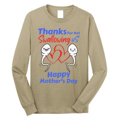 Thanks For Not Swallowing Us Happy Mothers Day Fathers Day Cute Long Sleeve Shirt