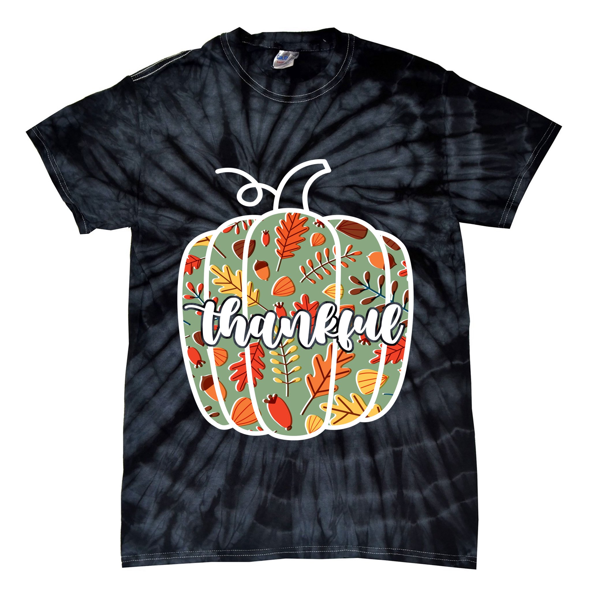 Thankful Fall Nature Pumpkin Tie-Dye T-Shirt