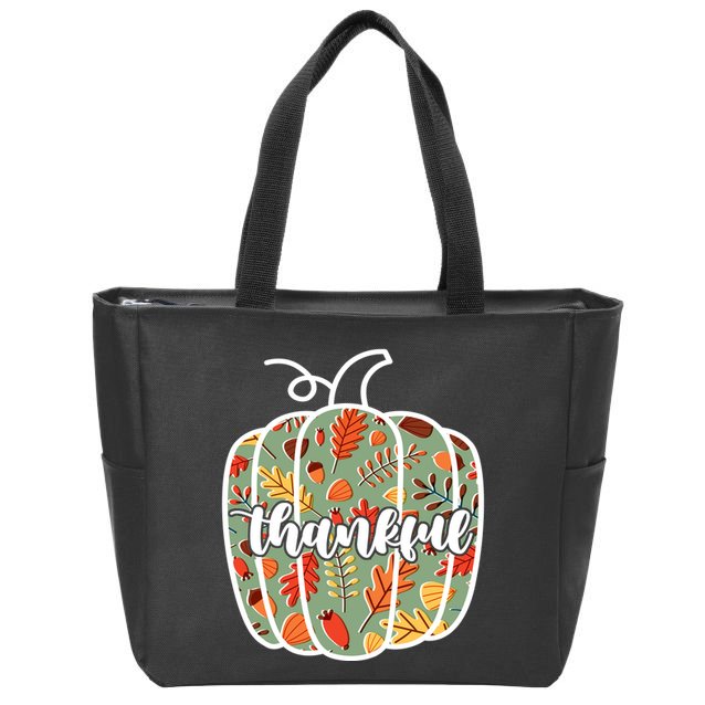 Thankful Fall Nature Pumpkin Zip Tote Bag