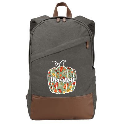 Thankful Fall Nature Pumpkin Cotton Canvas Backpack