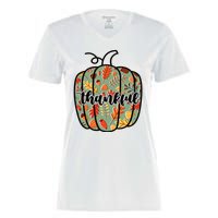 Thankful Fall Nature Pumpkin Women's Momentum V-Neck T-Shirt