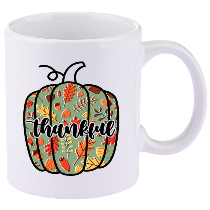 Thankful Fall Nature Pumpkin 11oz C Handle Ceramic Mug