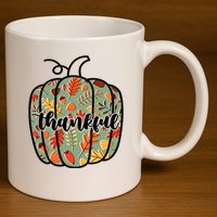 Thankful Fall Nature Pumpkin 11oz C Handle Ceramic Mug