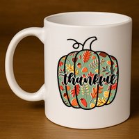 Thankful Fall Nature Pumpkin 11oz C Handle Ceramic Mug