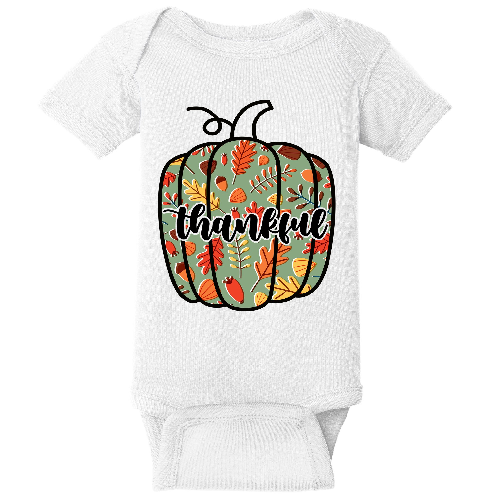 Thankful Fall Nature Pumpkin Baby Bodysuit