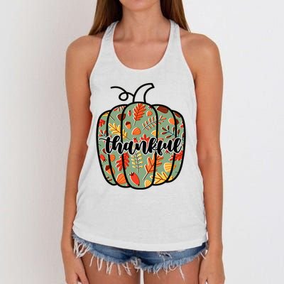 Thankful Fall Nature Pumpkin Women's Knotted Racerback Tank