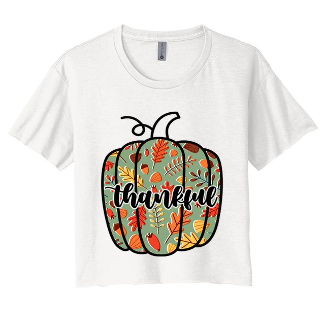 Thankful Fall Nature Pumpkin Crop Top