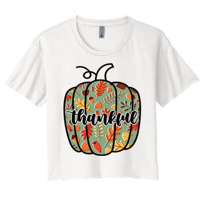 Thankful Fall Nature Pumpkin Women's Crop Top Tee