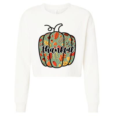 Thankful Fall Nature Pumpkin Cropped Pullover Crew