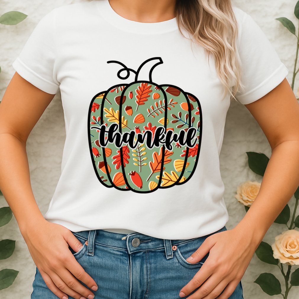 Thankful Fall Nature Pumpkin Womens T-Shirt