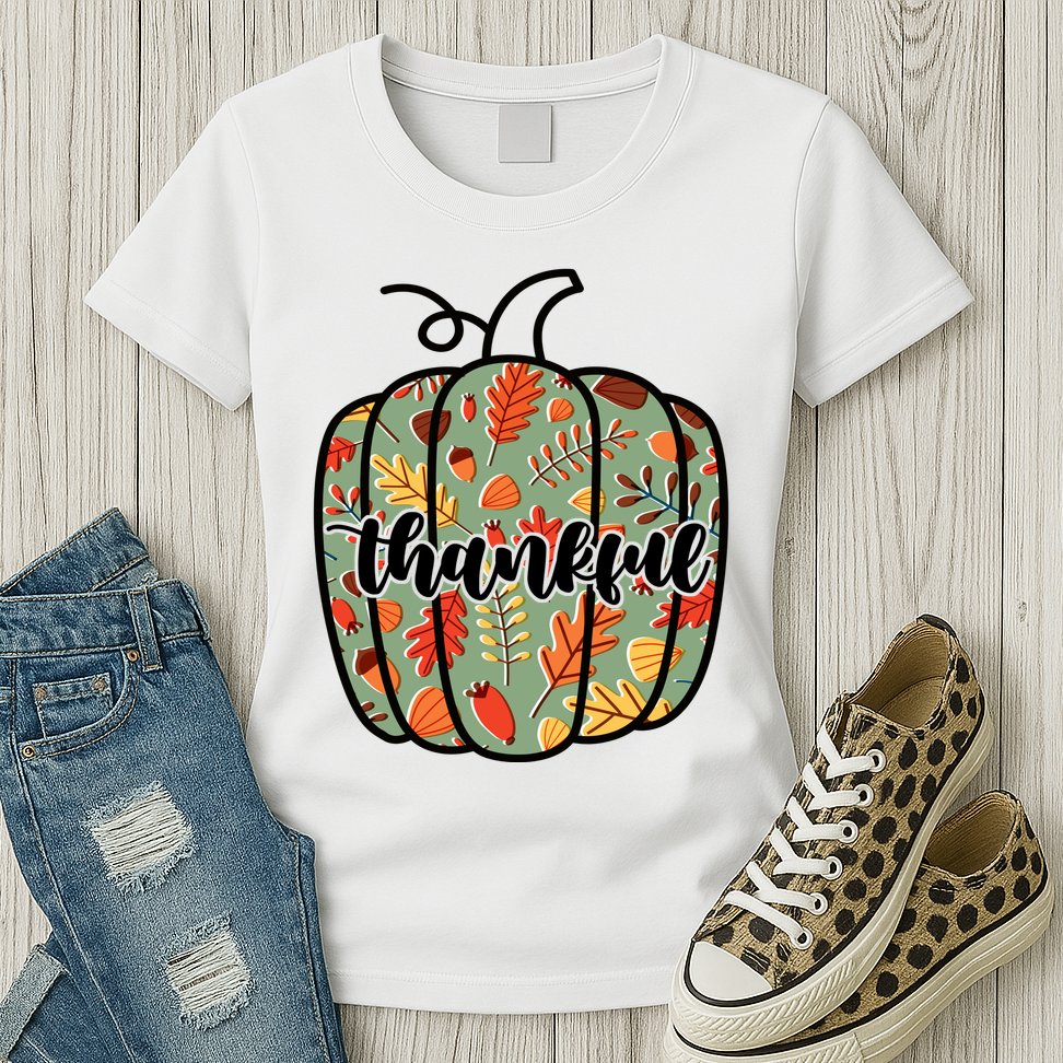 Thankful Fall Nature Pumpkin Womens T-Shirt