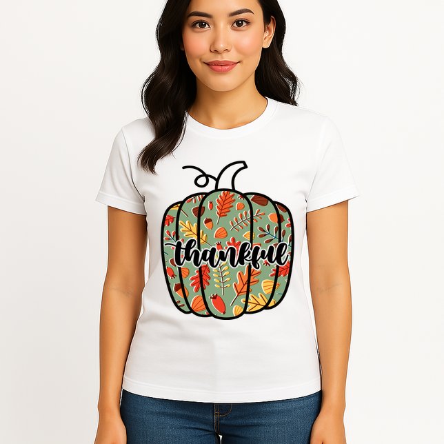 Thankful Fall Nature Pumpkin Womens T-Shirt